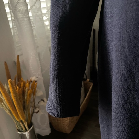 Navy Blue Long Sleeve Sweater Midi Dress XL - Picture 7 of 8